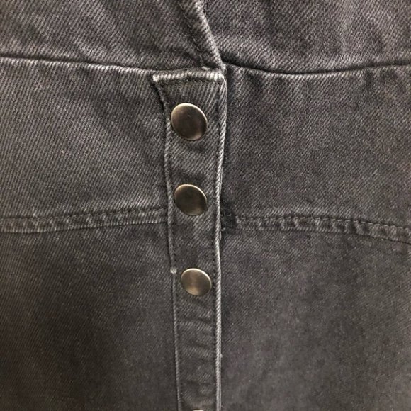 ZARA Black Denim Midi Pinafore Overall Button Down Dress Size XS NWT - Picture 9 of 14